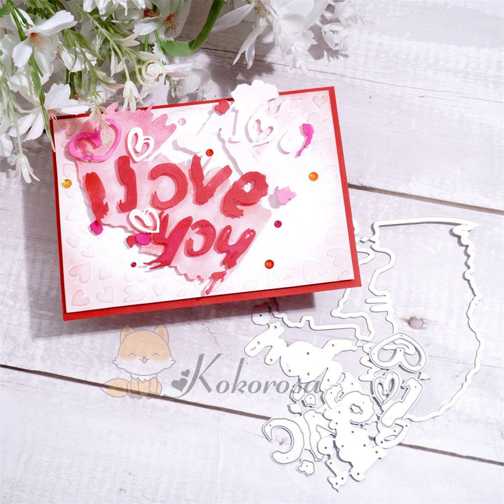 Kokorosa Metal Cutting Dies with Heart Shaped "I love you" Word