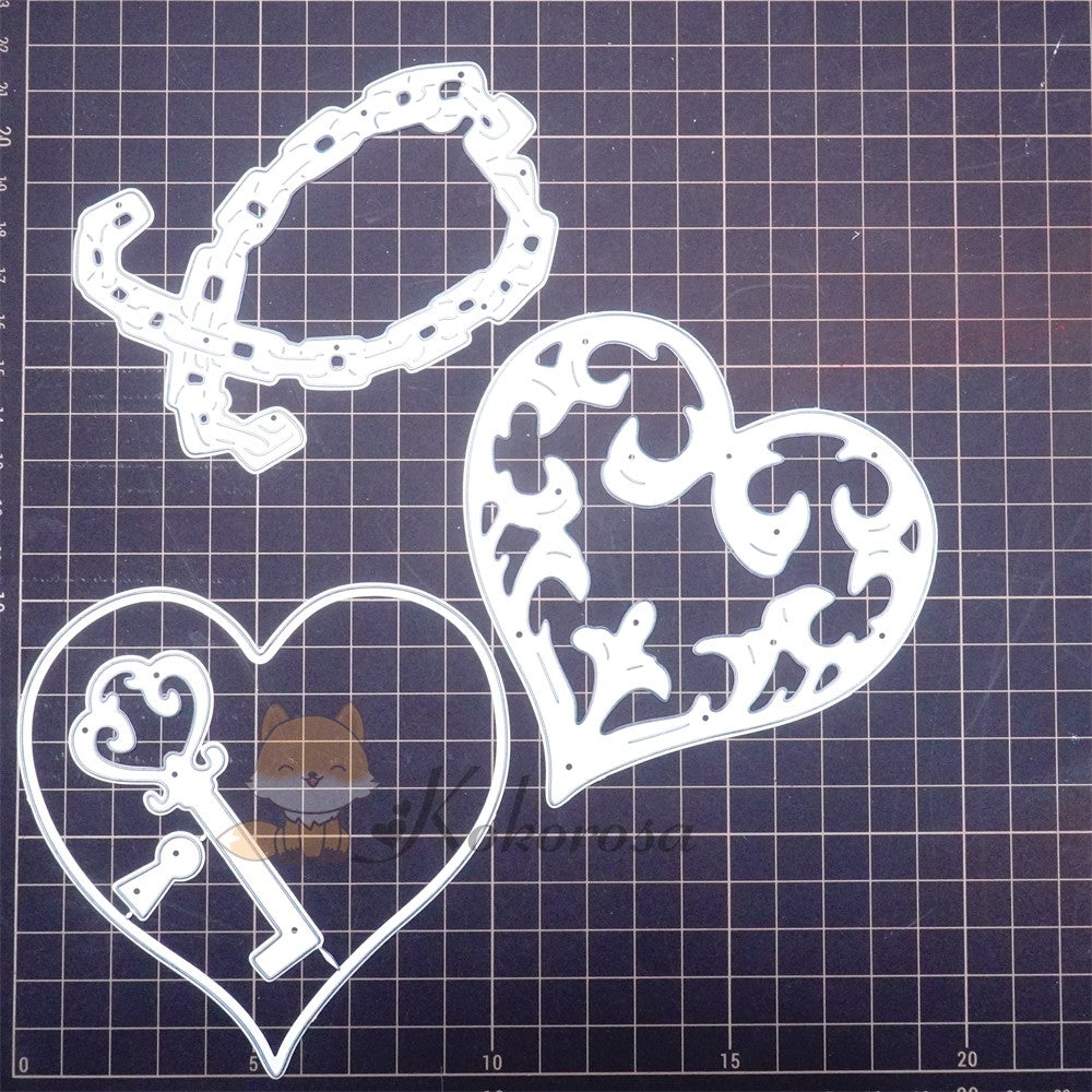 Kokorosa Metal Cutting Dies with Heart Shaped Lock & Chain
