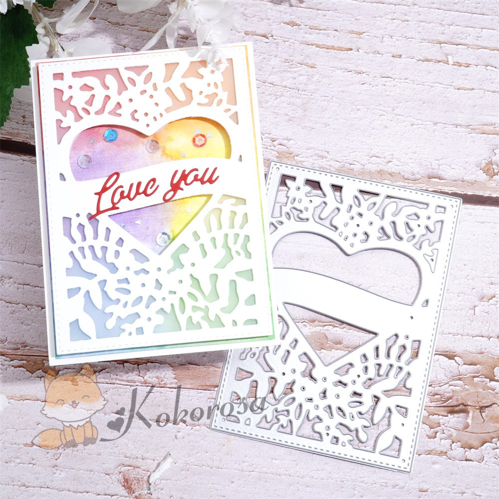 Kokorosa Metal Cutting Dies with Heart & Flowers Background Board