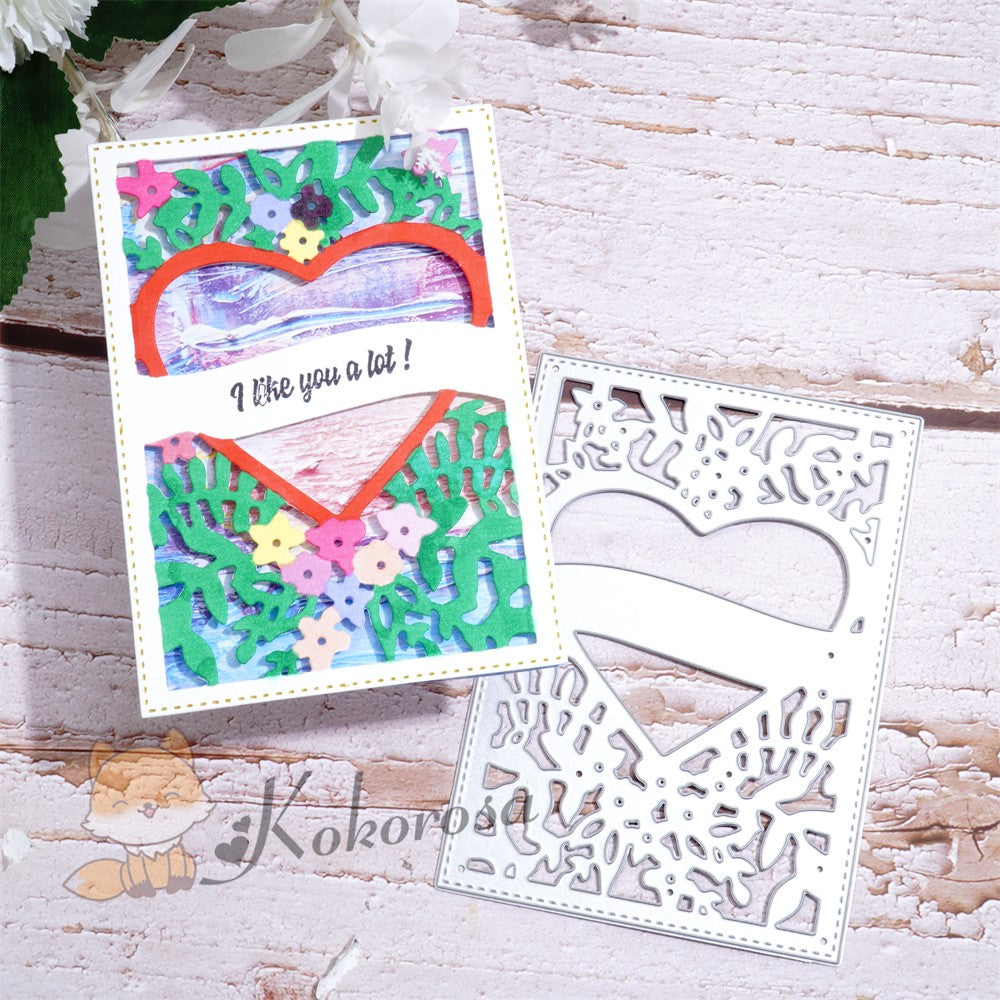 Kokorosa Metal Cutting Dies with Heart & Flowers Background Board