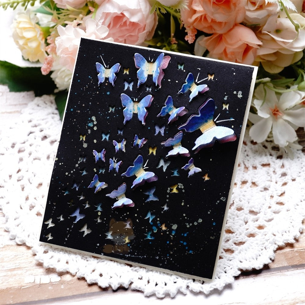 Kokorosa Metal Cutting Dies with Hollow Flying Butterflies Background Board