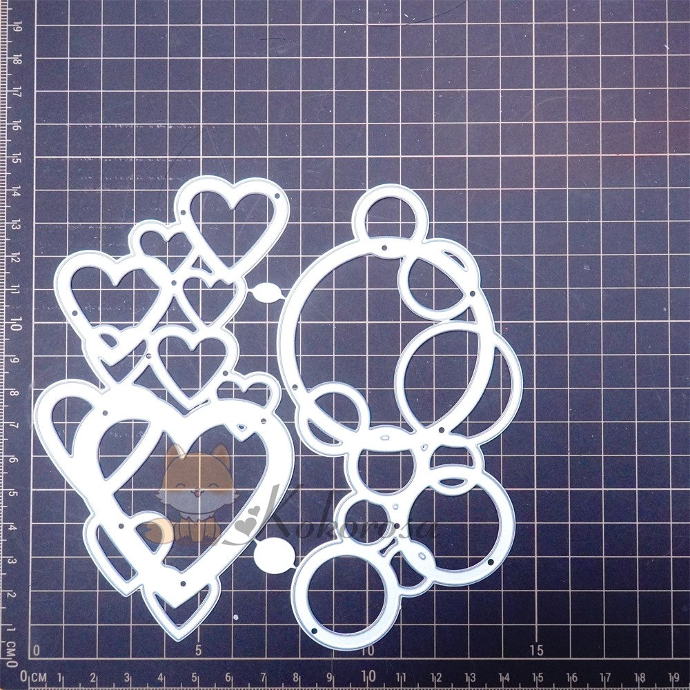 Kokorosa Metal Cutting Dies with Hollow Hearts & Bubbles