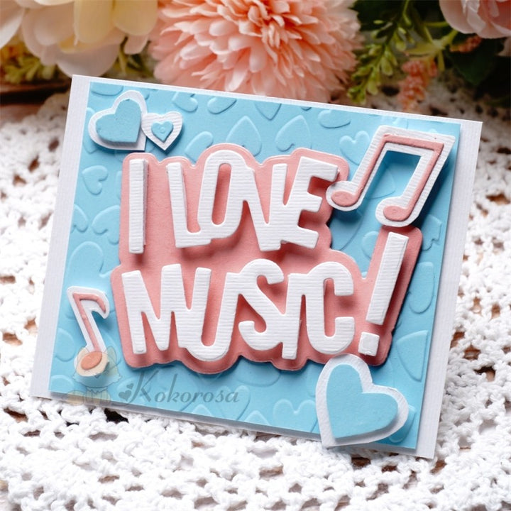 Kokorosa Metal Cutting Dies with "I LOVE MUSIC" Word