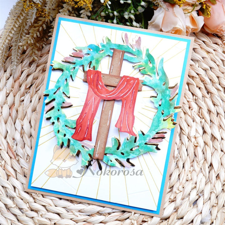 Kokorosa Metal Cutting Dies with Jesus Cross Wreath