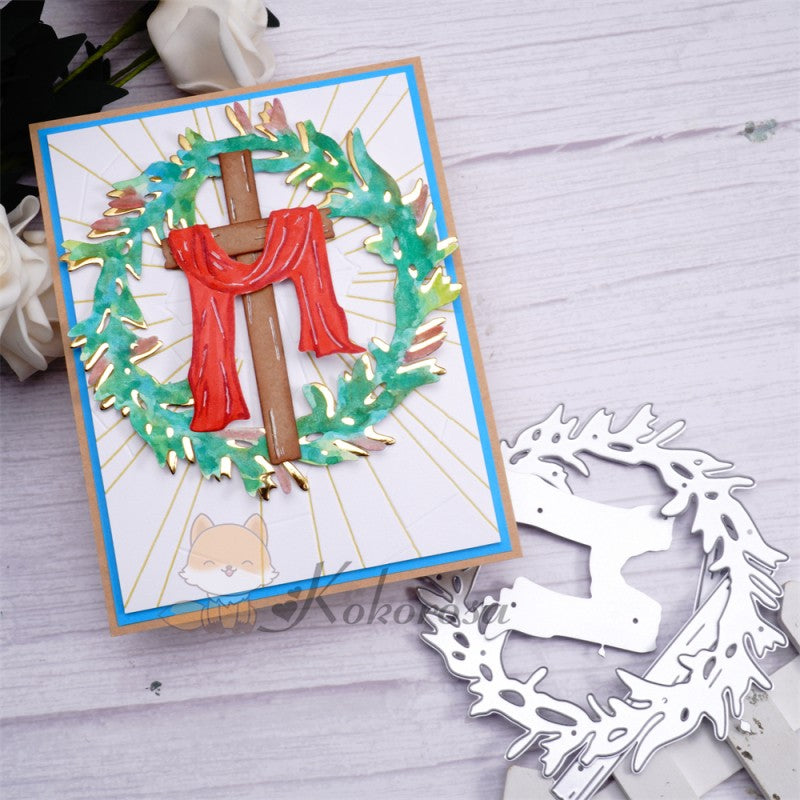 Kokorosa Metal Cutting Dies with Jesus Cross Wreath