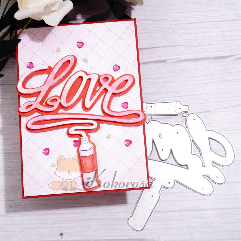 Kokorosa Metal Cutting Dies with "LOVE" Word & Paints