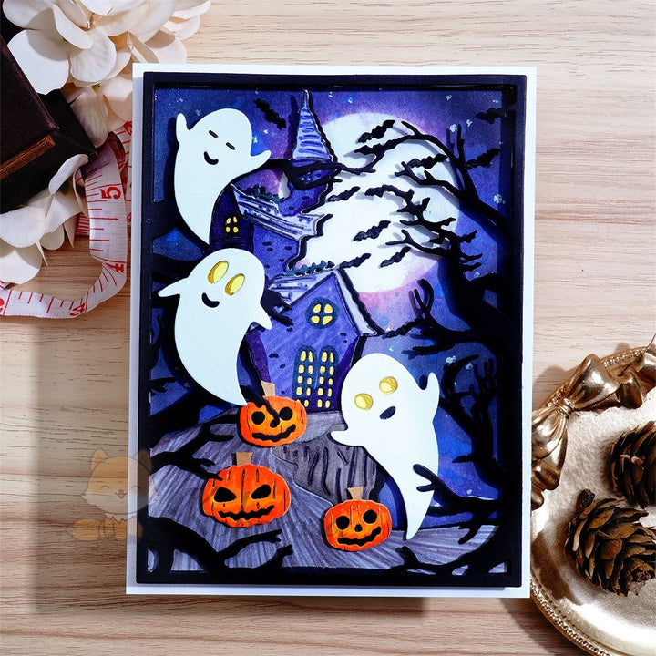 Kokorosa Metal Cutting Dies with Layered Ghosts & House Frame Board