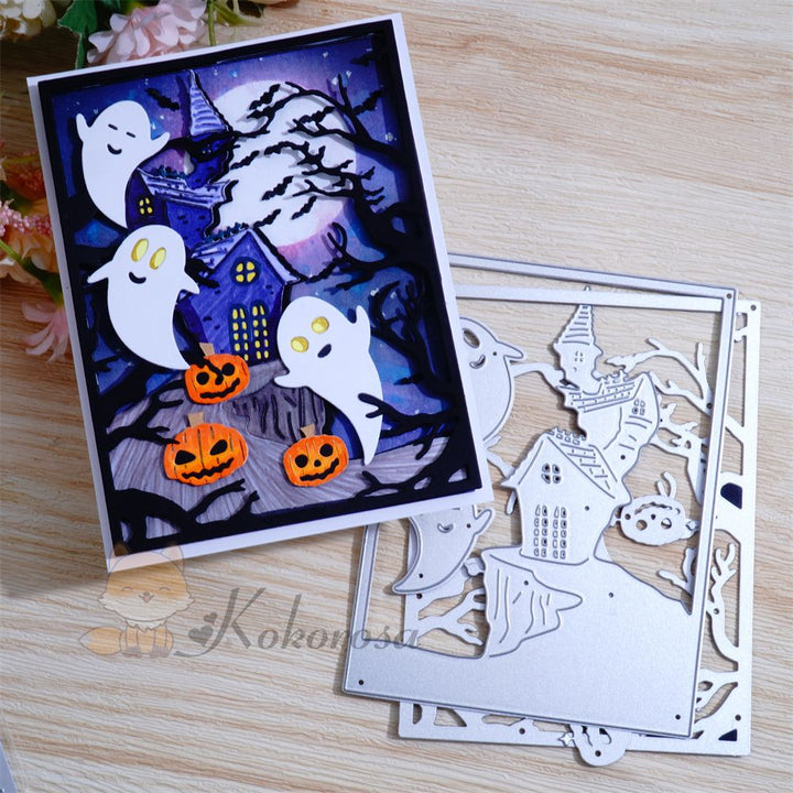 Kokorosa Metal Cutting Dies with Layered Ghosts & House Frame Board