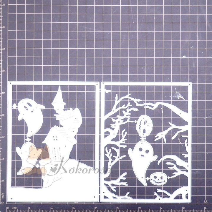 Kokorosa Metal Cutting Dies with Layered Ghosts & House Frame Board