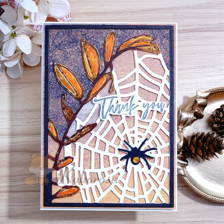 Kokorosa Metal Cutting Dies with Leaves Spiderweb Frame Board