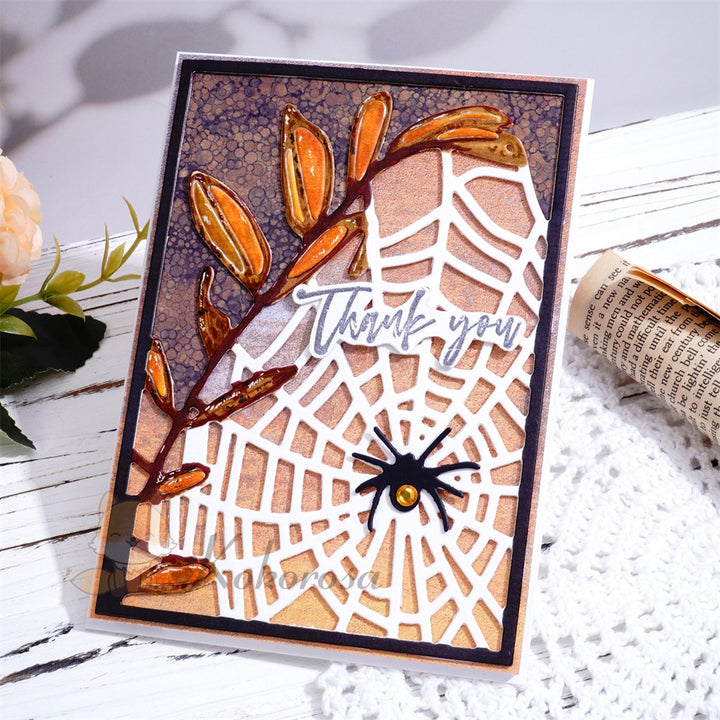 Kokorosa Metal Cutting Dies with Leaves Spiderweb Frame Board