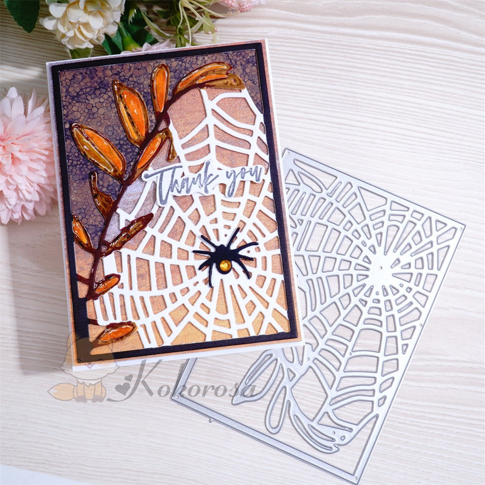 Kokorosa Metal Cutting Dies with Leaves Spiderweb Frame Board