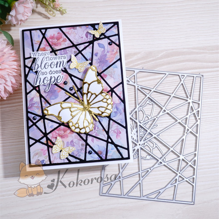 Kokorosa Metal Cutting Dies with Lines Background Board & Butterfly