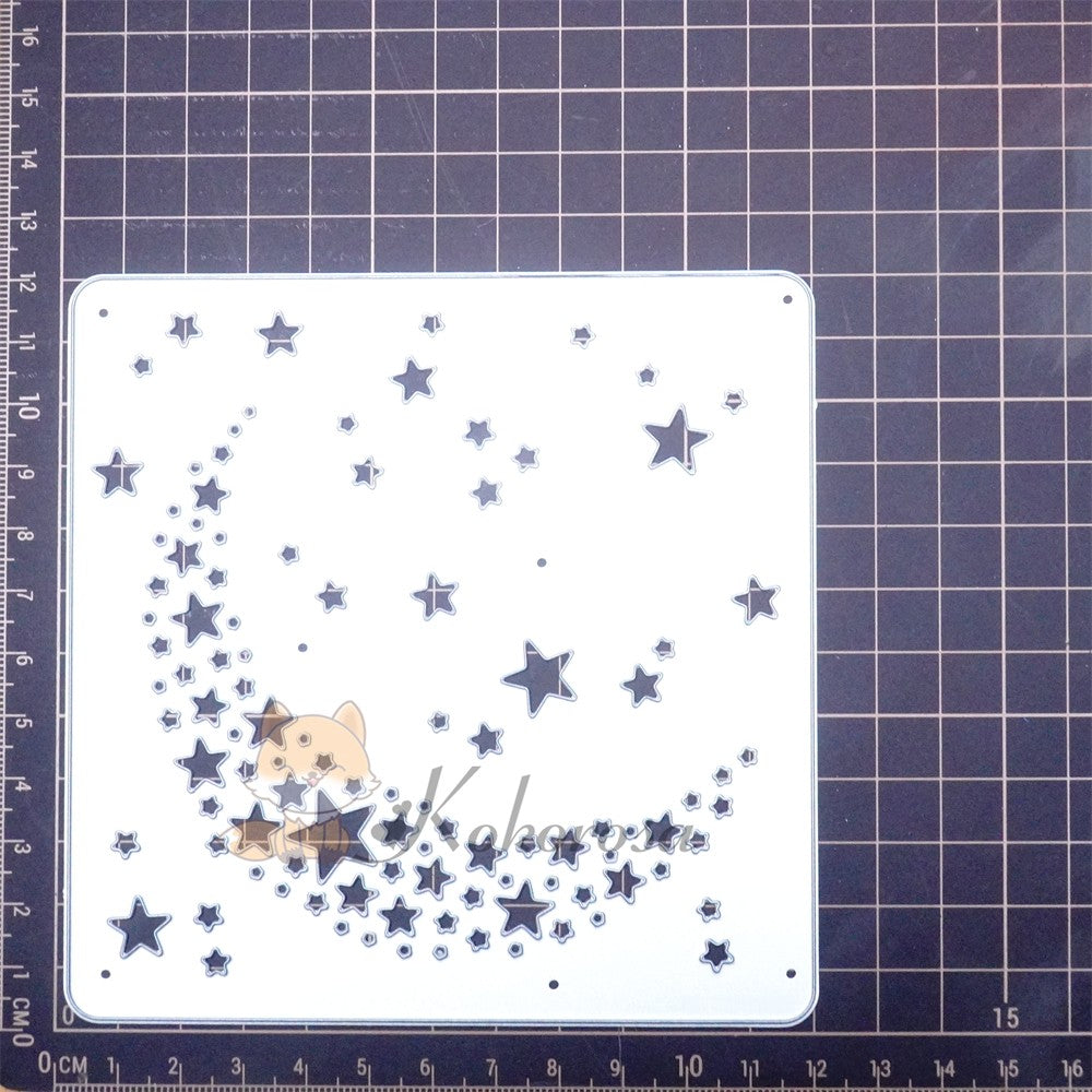 Kokorosa Metal Cutting Dies with Moon & Stars Square Background Board