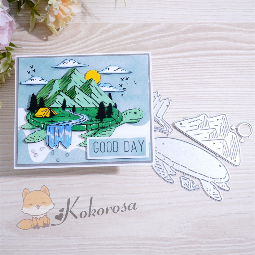 Kokorosa Metal Cutting Dies with Mountain Scenery & Turtle