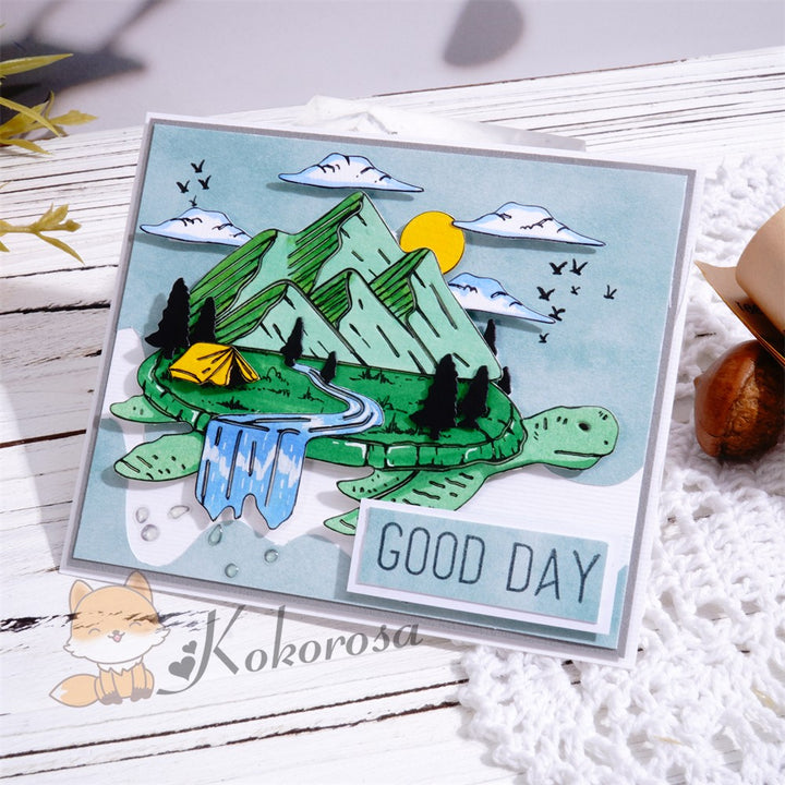 Kokorosa Metal Cutting Dies with Mountain Scenery & Turtle