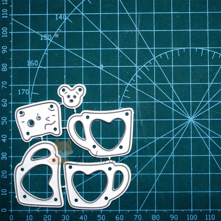 Kokorosa Metal Cutting Dies with Mouse & Cat in Stacked Mugs