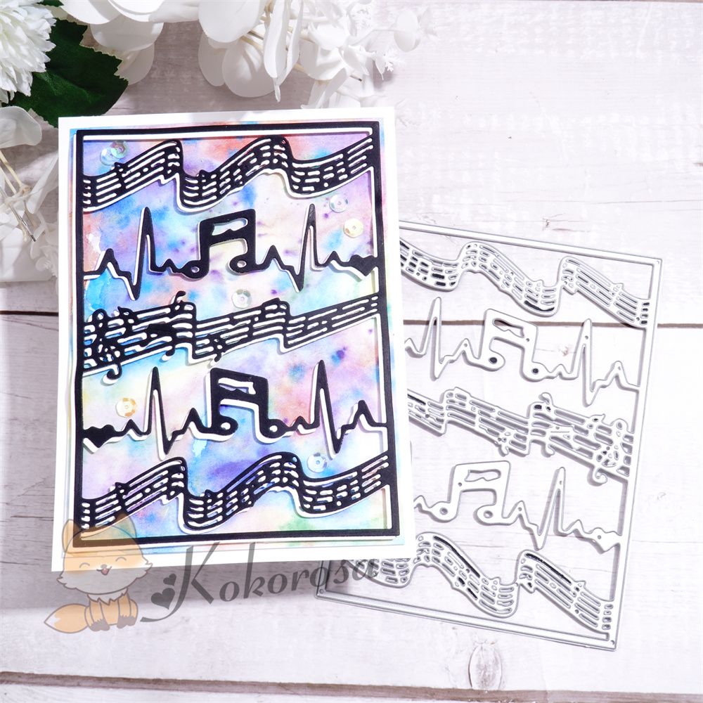 Kokorosa Metal Cutting Dies with Music Notes & Staff Background Board