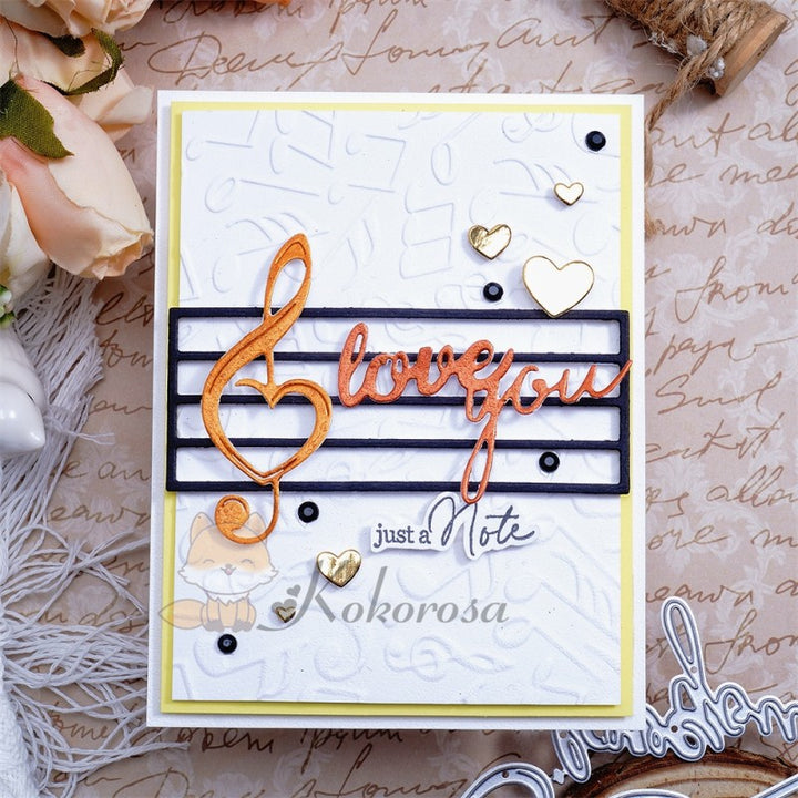 Kokorosa Metal Cutting Dies with Musical Note & "love you" Word