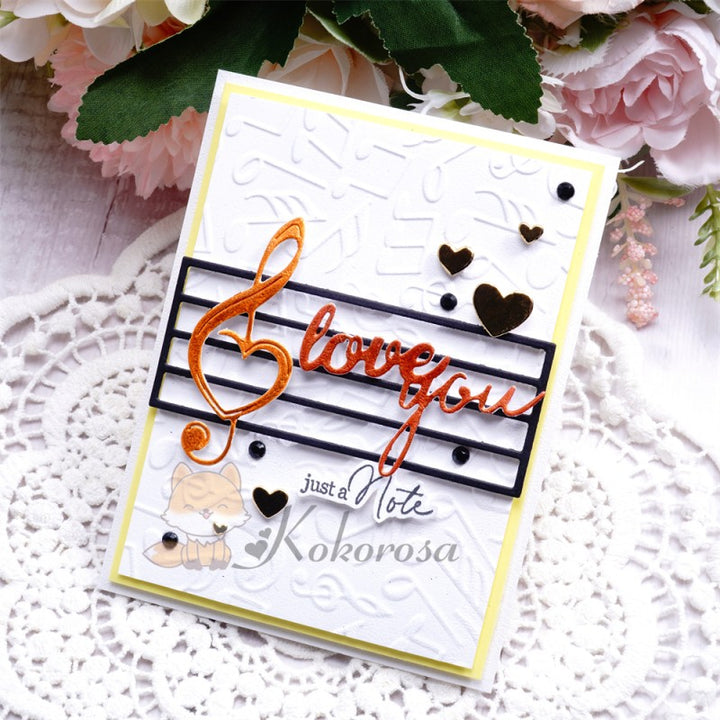 Kokorosa Metal Cutting Dies with Musical Note & "love you" Word