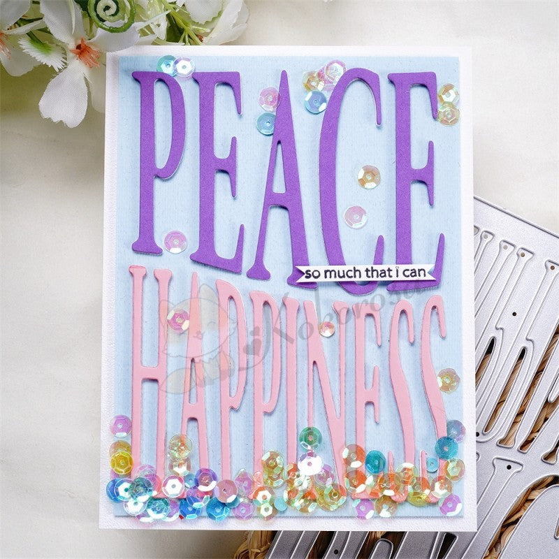 Kokorosa Metal Cutting Dies with "PEACE HAPPINESS" Word Background Board