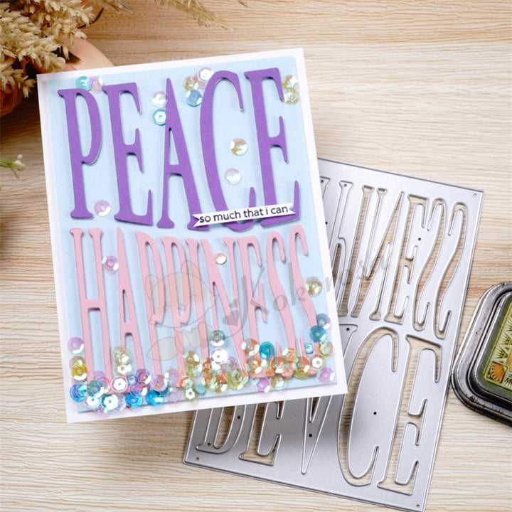 Kokorosa Metal Cutting Dies with "PEACE HAPPINESS" Word Background Board