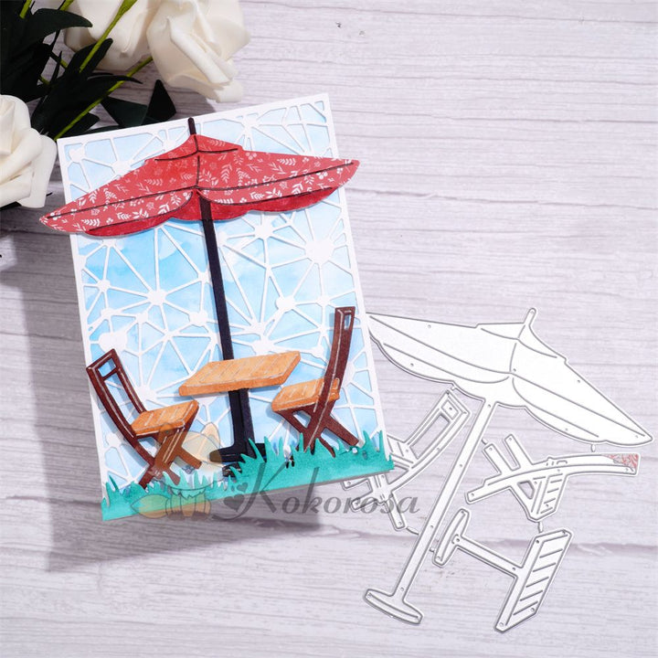Kokorosa Metal Cutting Dies with Parasol & Wooden Chairs