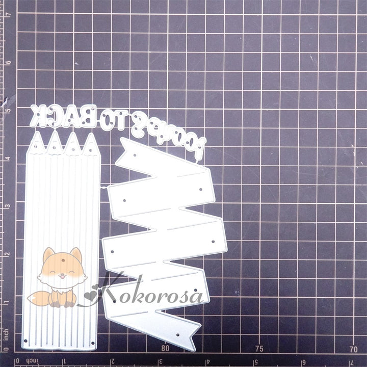 Kokorosa Metal Cutting Dies with Pencils & “BACK TO SCHOOL" Word