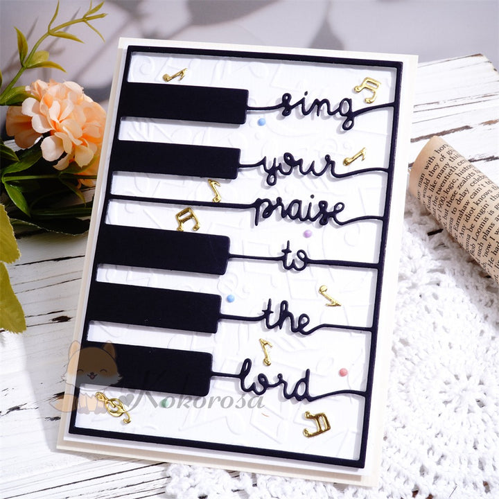 Kokorosa Metal Cutting Dies with Piano Background "sing your praise to the lord" Word