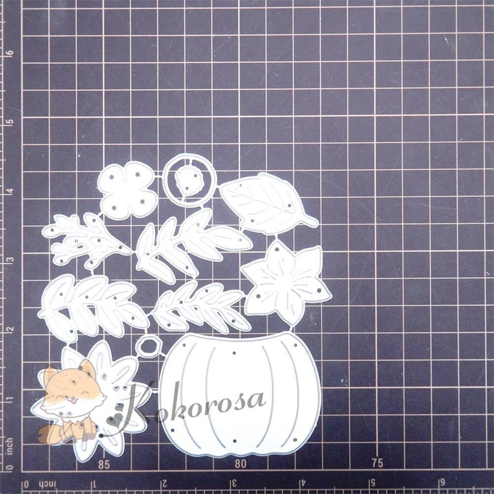 Kokorosa Metal Cutting Dies with Pumpkin & Flowers