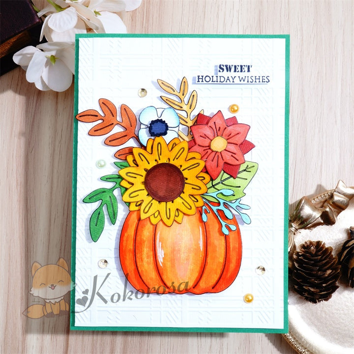 Kokorosa Metal Cutting Dies with Pumpkin & Flowers