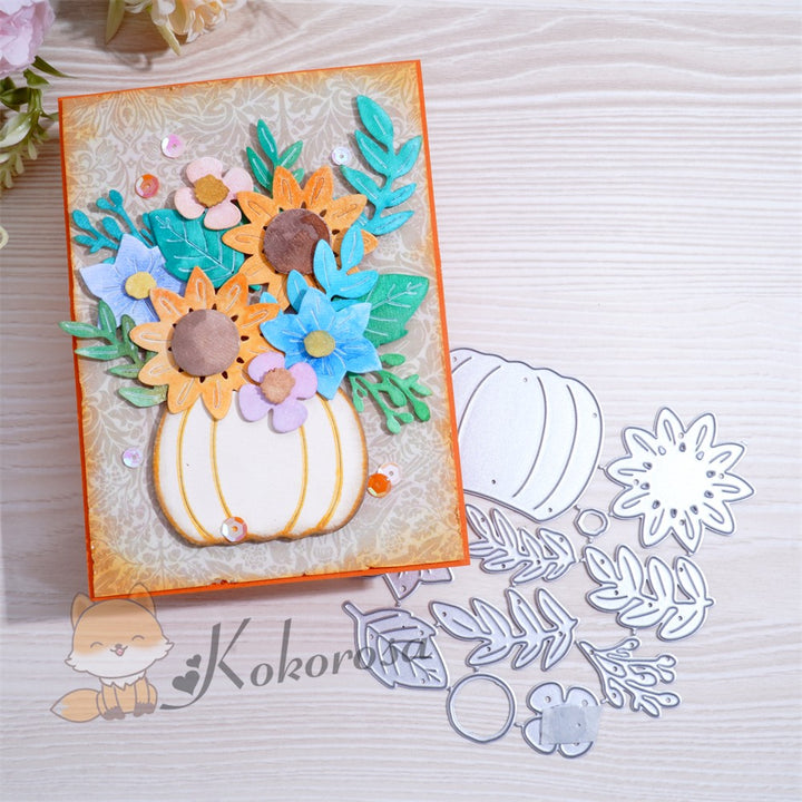 Kokorosa Metal Cutting Dies with Pumpkin & Flowers