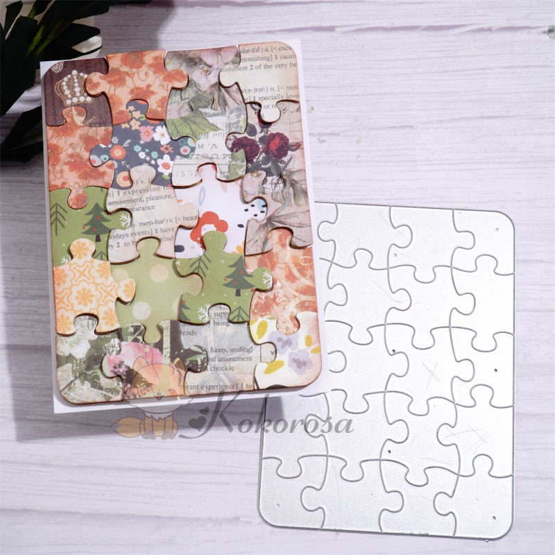 Kokorosa Metal Cutting Dies with Puzzle Pieces Background Board