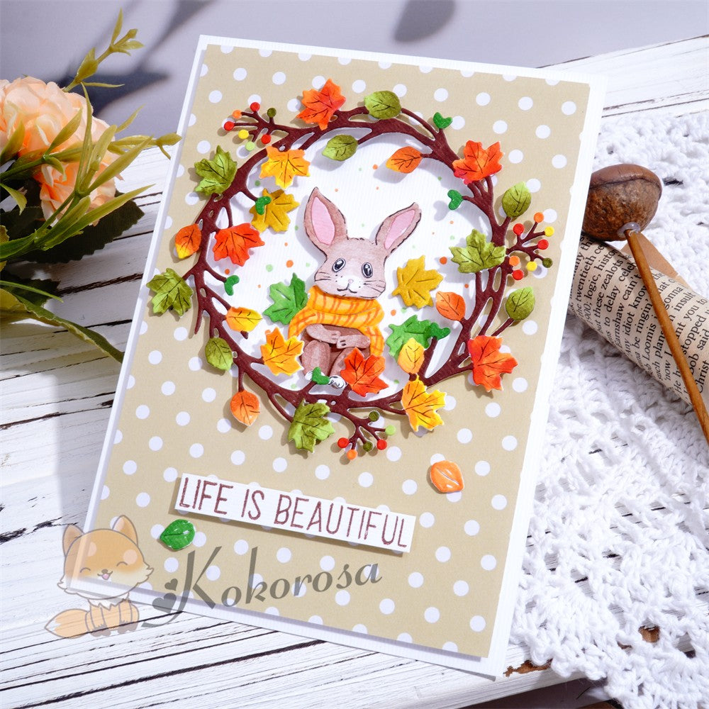 Kokorosa Metal Cutting Dies with Rabbit in Flower Wreath