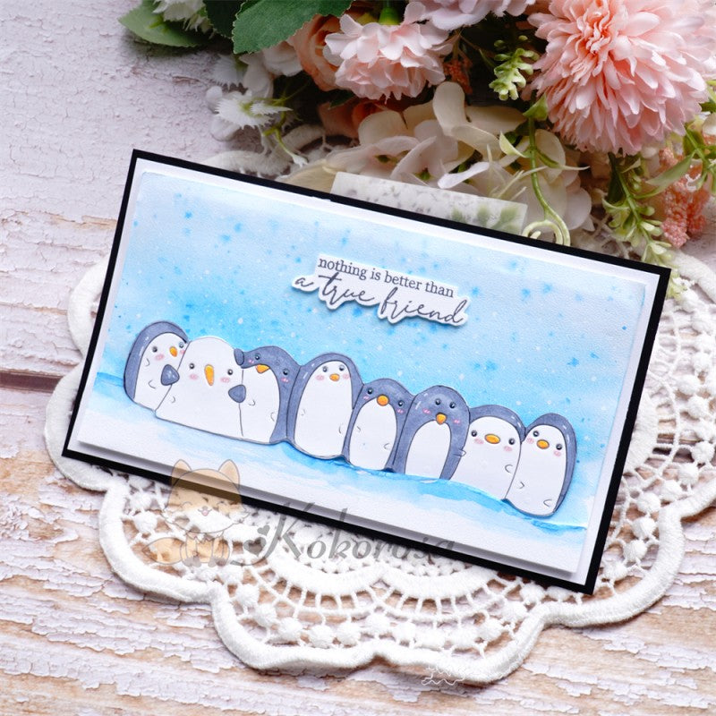 Kokorosa Metal Cutting Dies with Row of Cute Penguin Ghosts