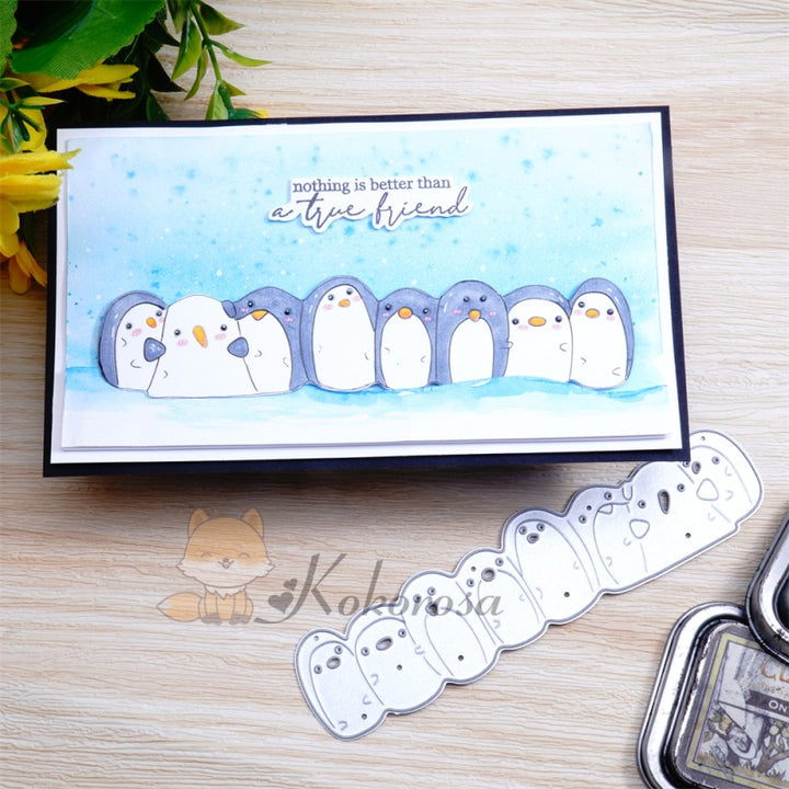 Kokorosa Metal Cutting Dies with Row of Cute Penguin Ghosts