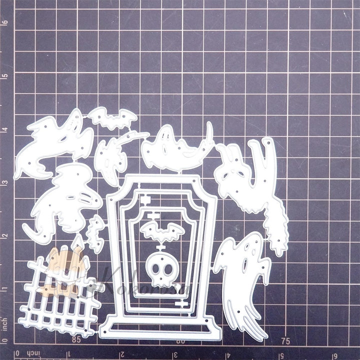 Kokorosa Metal Cutting Dies with Scary Cat & Ghosts on Tombstone