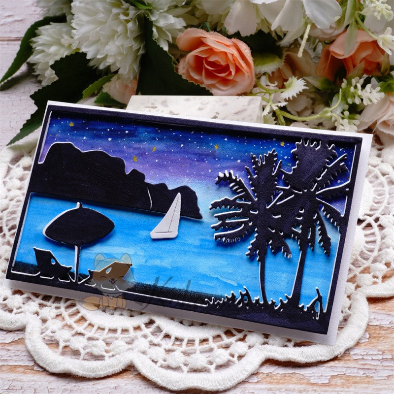 Kokorosa Metal Cutting Dies with Seaside Scenery Background Board