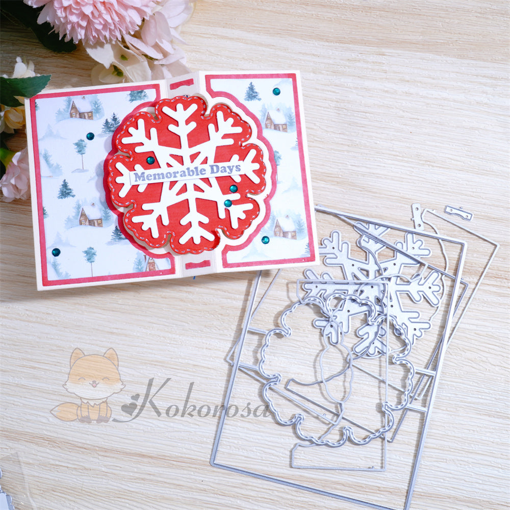 Kokorosa Metal Cutting Dies with Snowflake Background Board