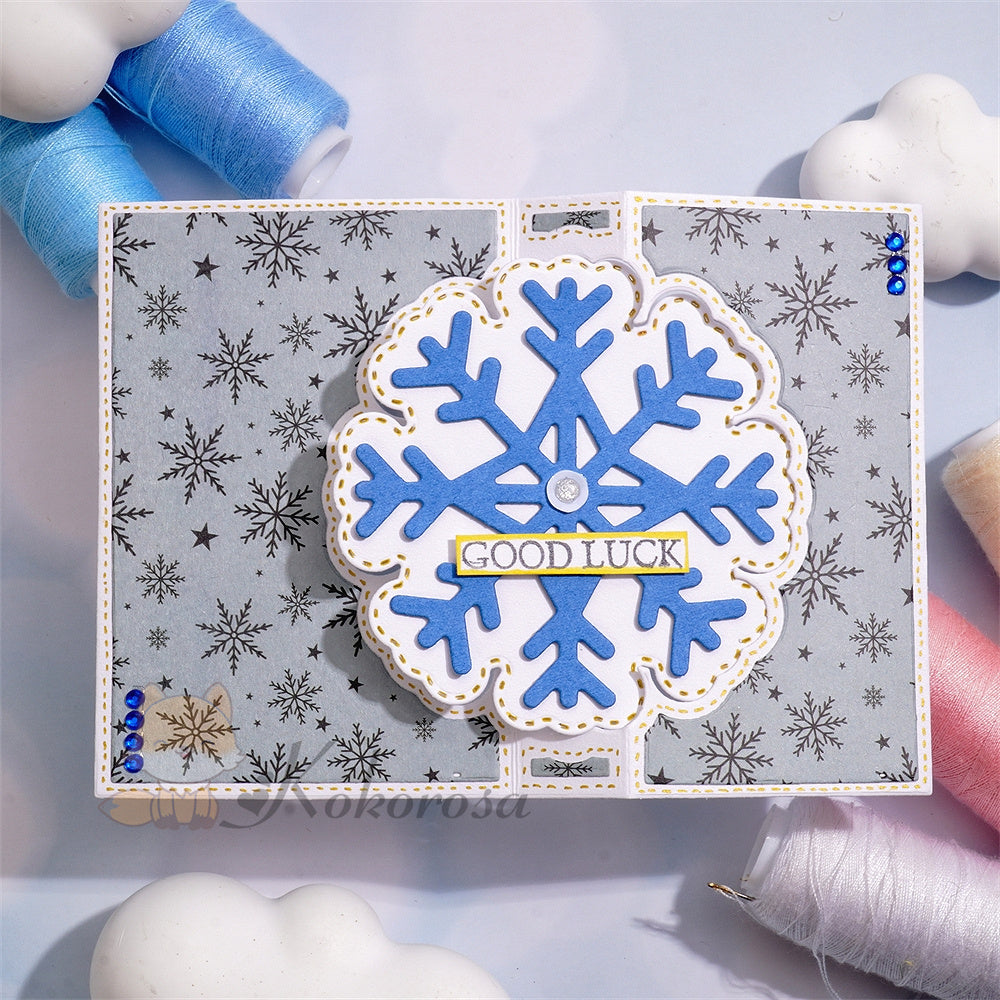 Kokorosa Metal Cutting Dies with Snowflake Background Board