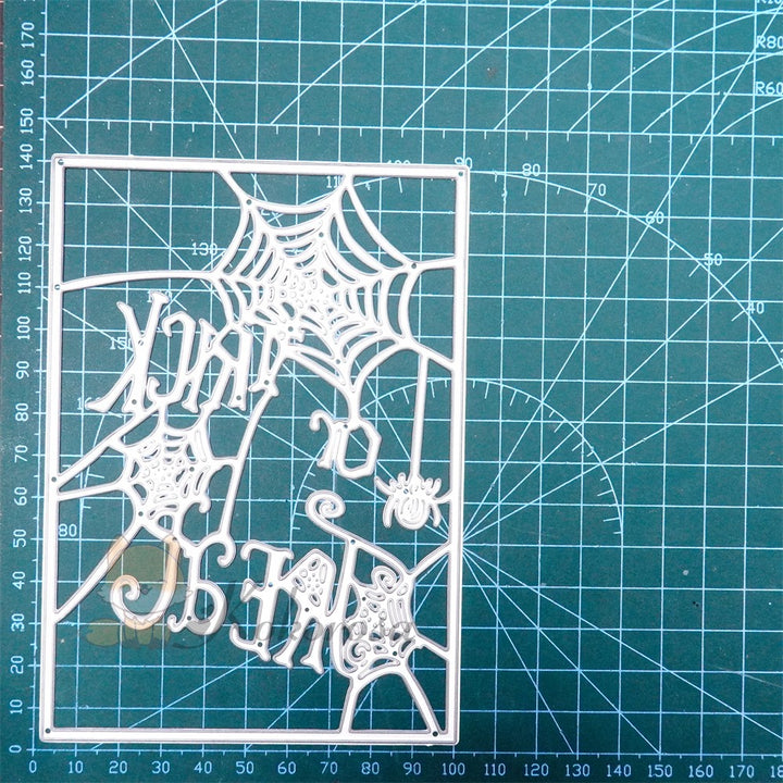 Kokorosa Metal Cutting Dies with Spider Web Frame Board & "TRICK OR TREAT"