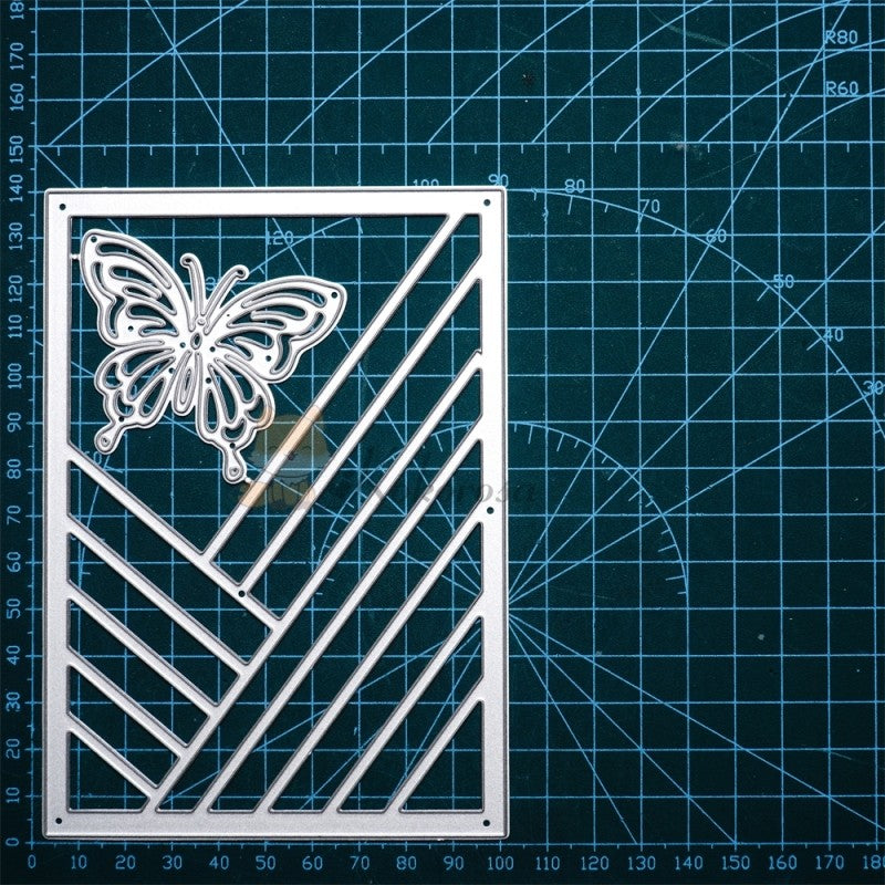 Kokorosa Metal Cutting Dies with Splicing Rectangular & Butterfly Background Board