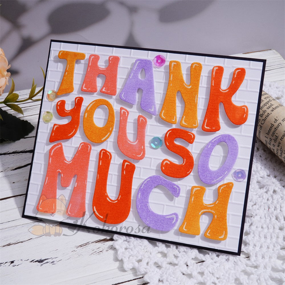 Kokorosa Metal Cutting Dies with "THANK YOU SO MUCH" Word