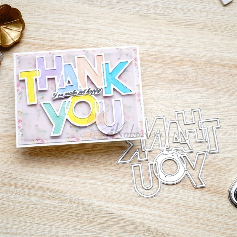 Kokorosa Metal Cutting Dies with Hollow "THANK YOU" Word