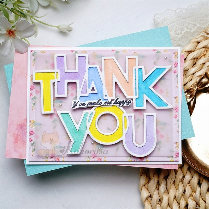 Kokorosa Metal Cutting Dies with Hollow "THANK YOU" Word