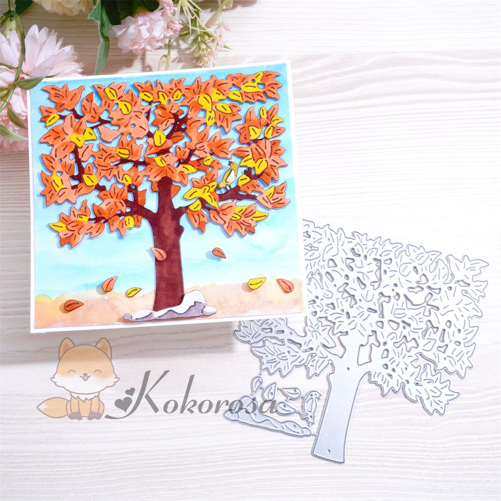 Kokorosa Metal Cutting Dies with Tree & Fallen Leaves