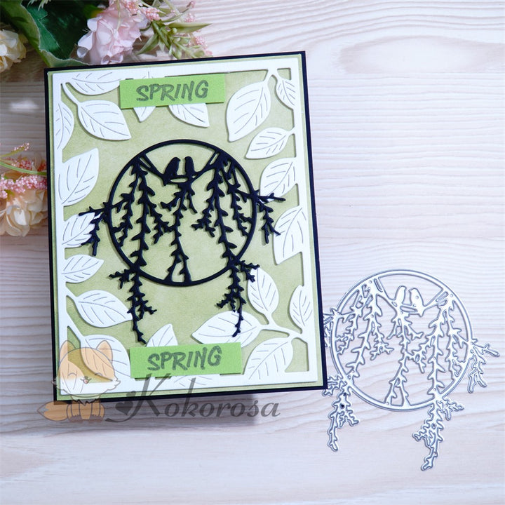 Kokorosa Metal Cutting Dies with Willow Birds Round Frame