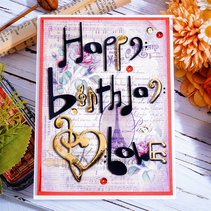 Kokorosa Metal Cutting Dies with Music Theme "happy birthday love" Word