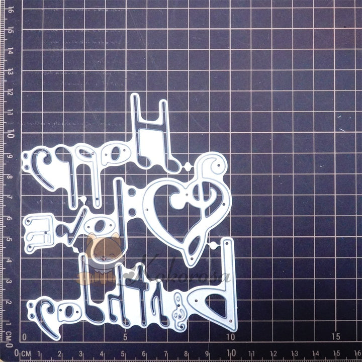 Kokorosa Metal Cutting Dies with Music Theme "happy birthday love" Word