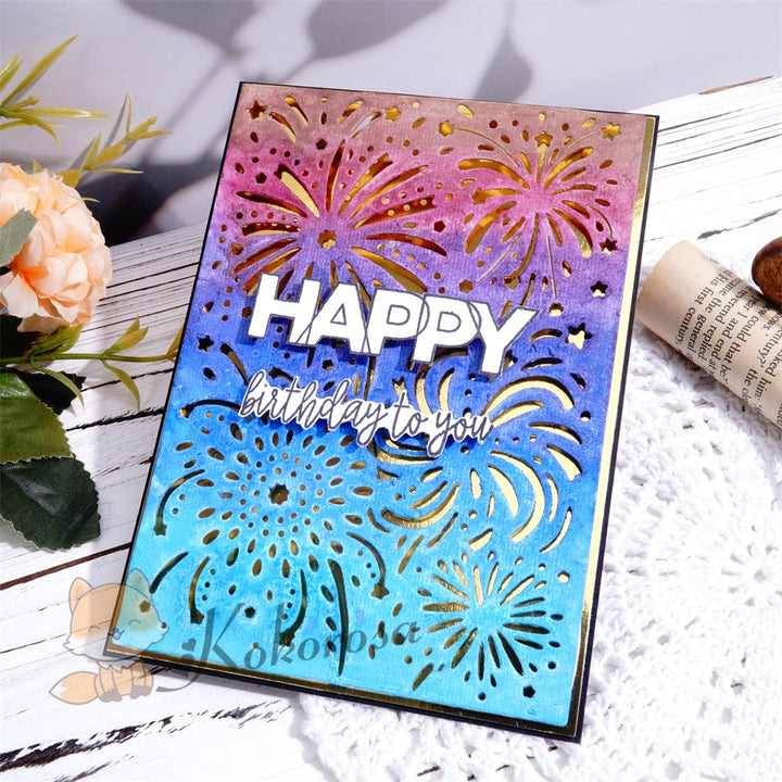 Kokorosa Metal Cutting Dies with Blooming Fireworks Background Board